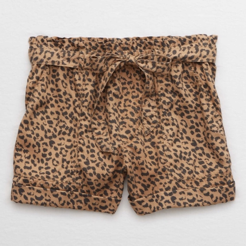 Aerie - Leopard Tie Waist Shorts